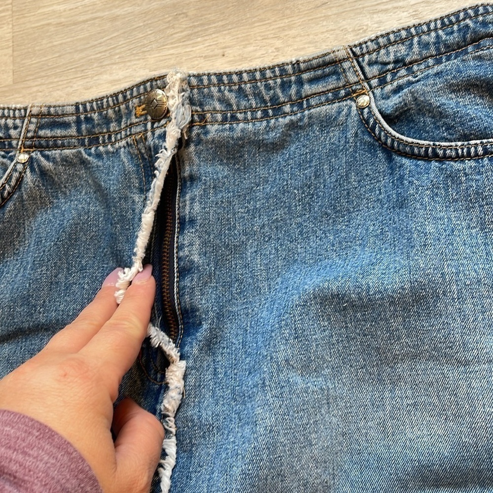 Vintage Lauren Jeans Ralph Lauren Denim Patchwork Maxi Skirt | 8 Petite - Picture 4 of 7